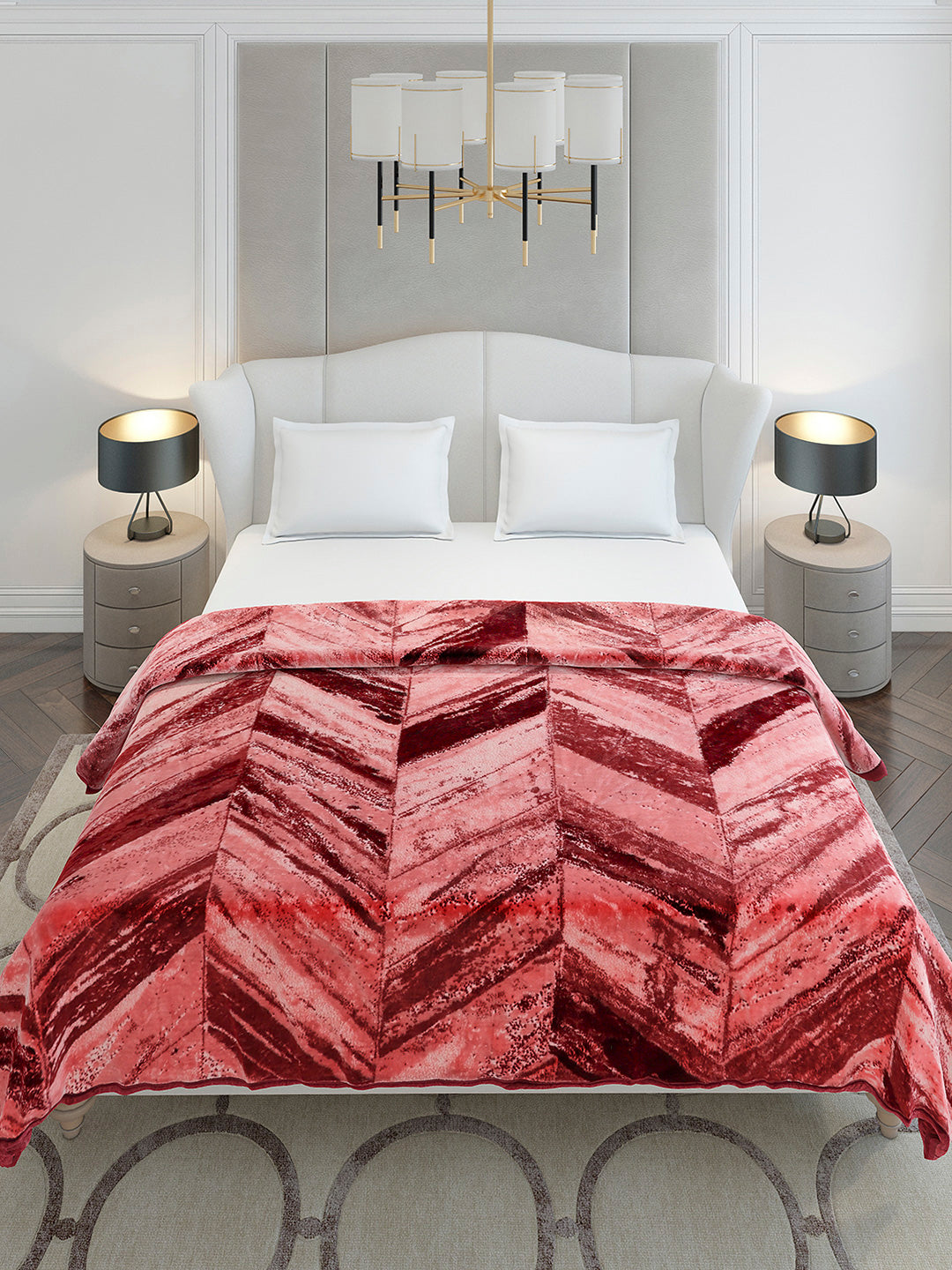 Printed Double Bed 1 Ply, 606 GSM Blanket for Mild Winter - (Denny PVC)