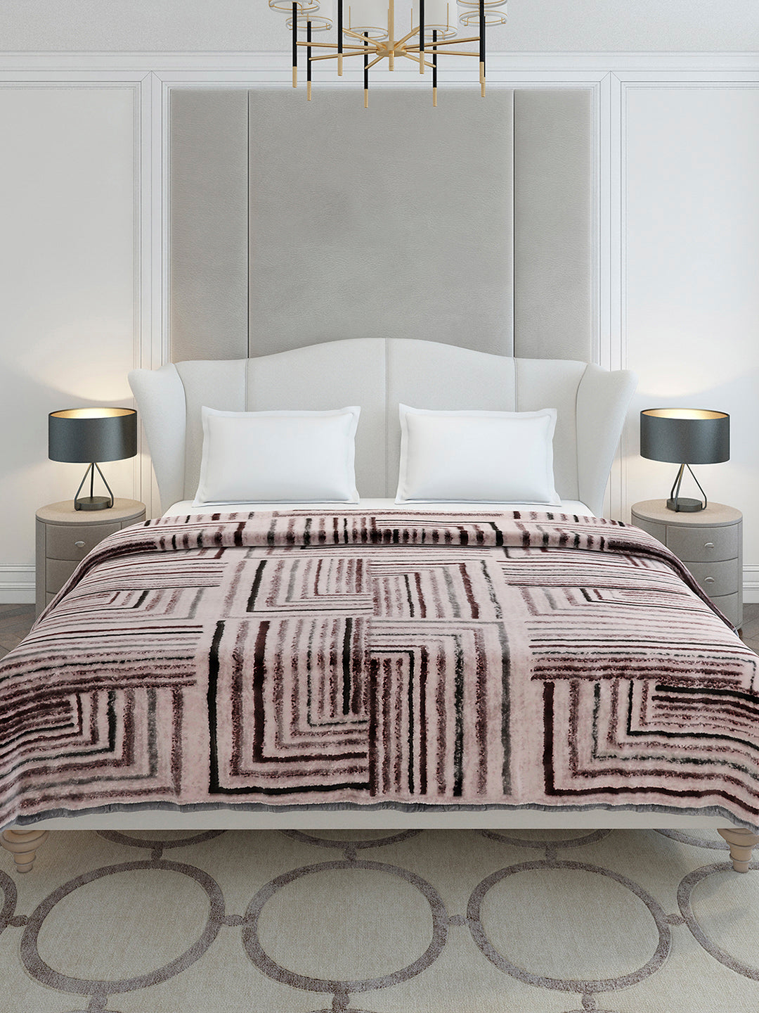 Printed Double Bed 1 Ply, 606 GSM Blanket for Mild Winter - (Denny PVC)