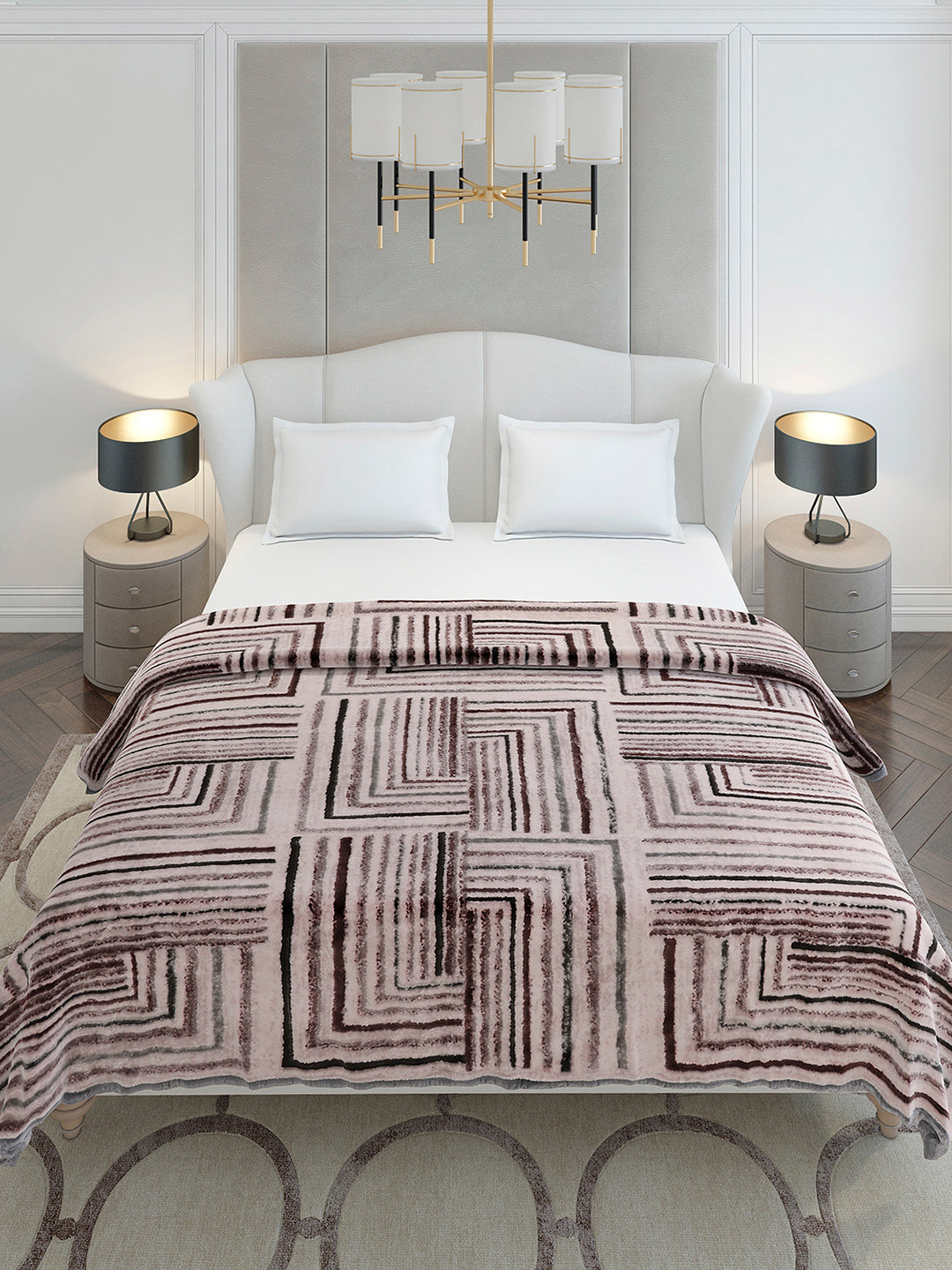 Printed Double Bed 1 Ply, 606 GSM Blanket for Mild Winter - (Denny PVC)