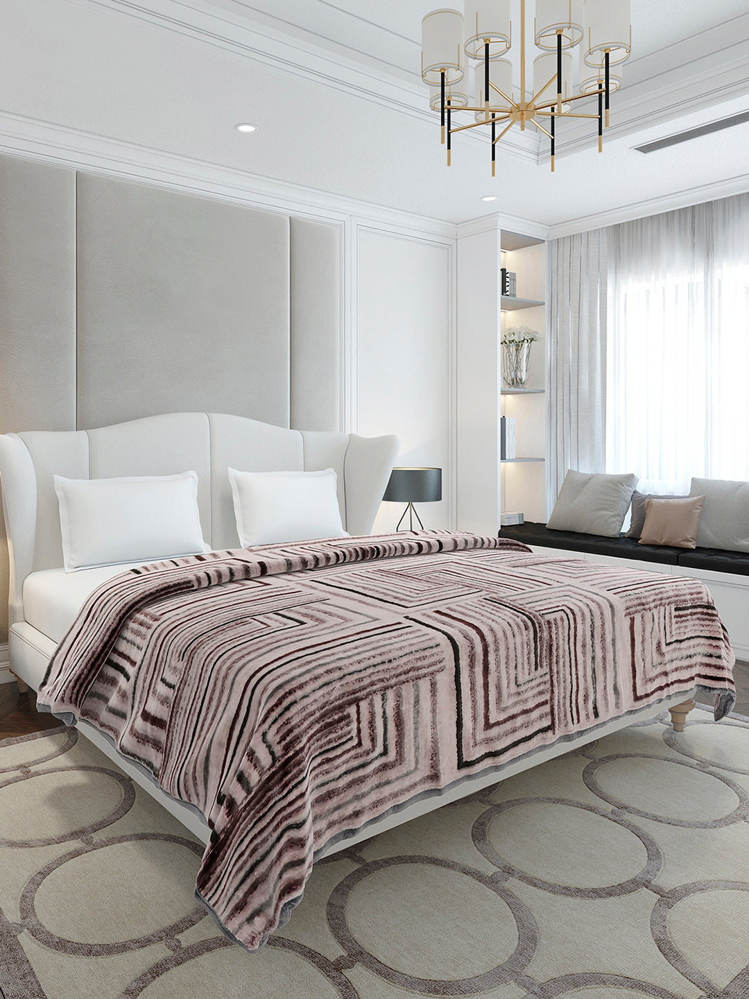 Printed Double Bed 1 Ply, 606 GSM Blanket for Mild Winter - (Denny PVC)