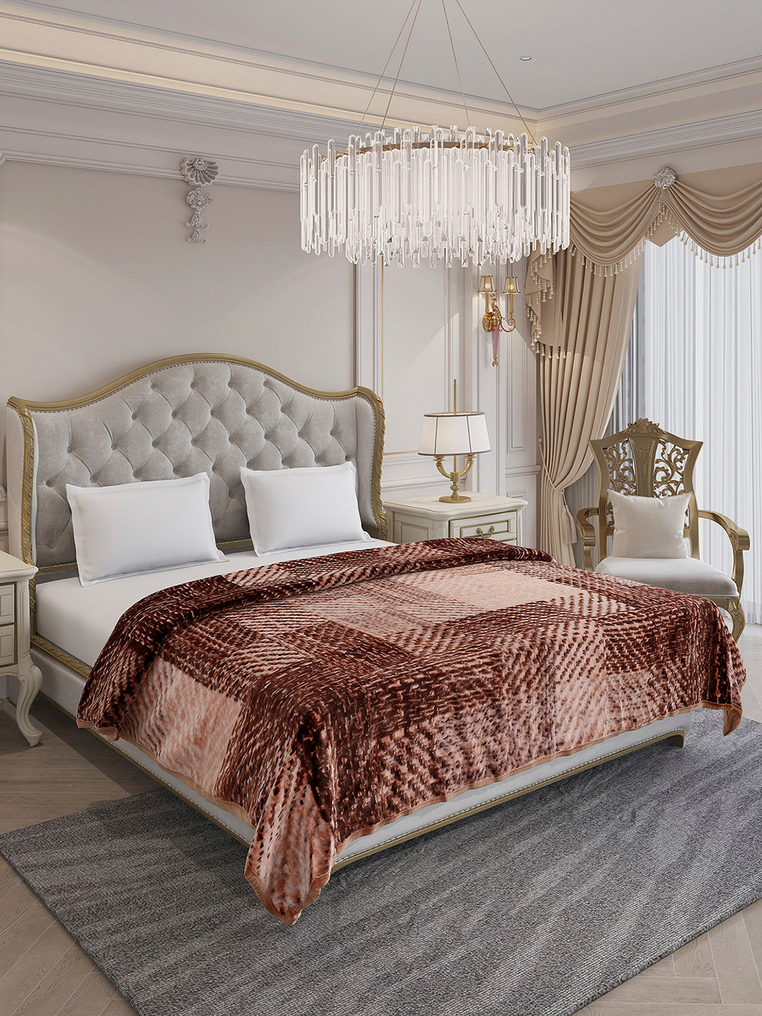 Printed Double Bed 1 Ply, 606 GSM Blanket for Winter - (Denny PVC)