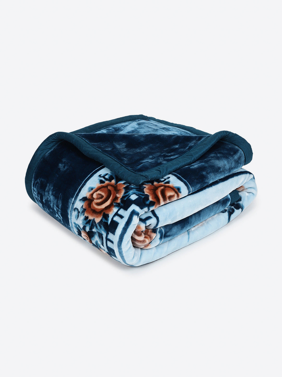 Printed Double Bed 2 Ply, 1042 GSM Cloudy Blanket for Heavy Winter - (Emilia)