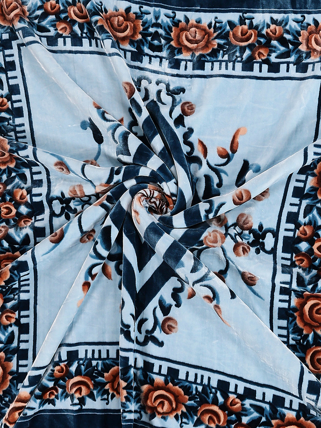 Printed Double Bed 2 Ply, 1042 GSM Cloudy Blanket for Heavy Winter - (Emilia)