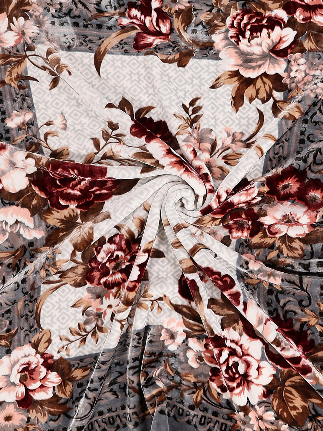 Printed Double Bed 2 Ply, 1042 GSM Cloudy Blanket for Heavy Winter - (Emilia)