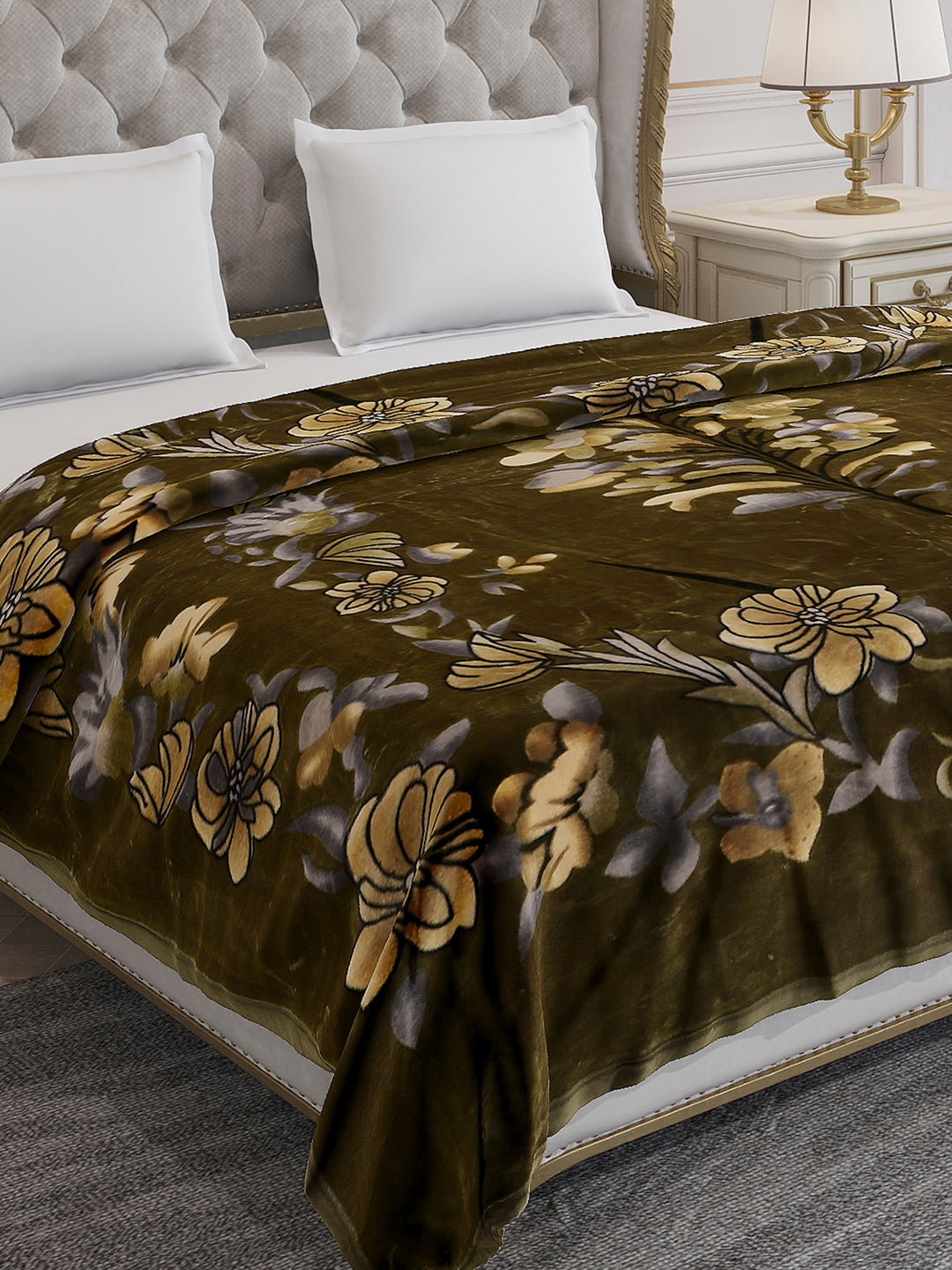 Printed Double Bed 2 Ply, 1042 GSM Blanket for Winter - (Emilia)
