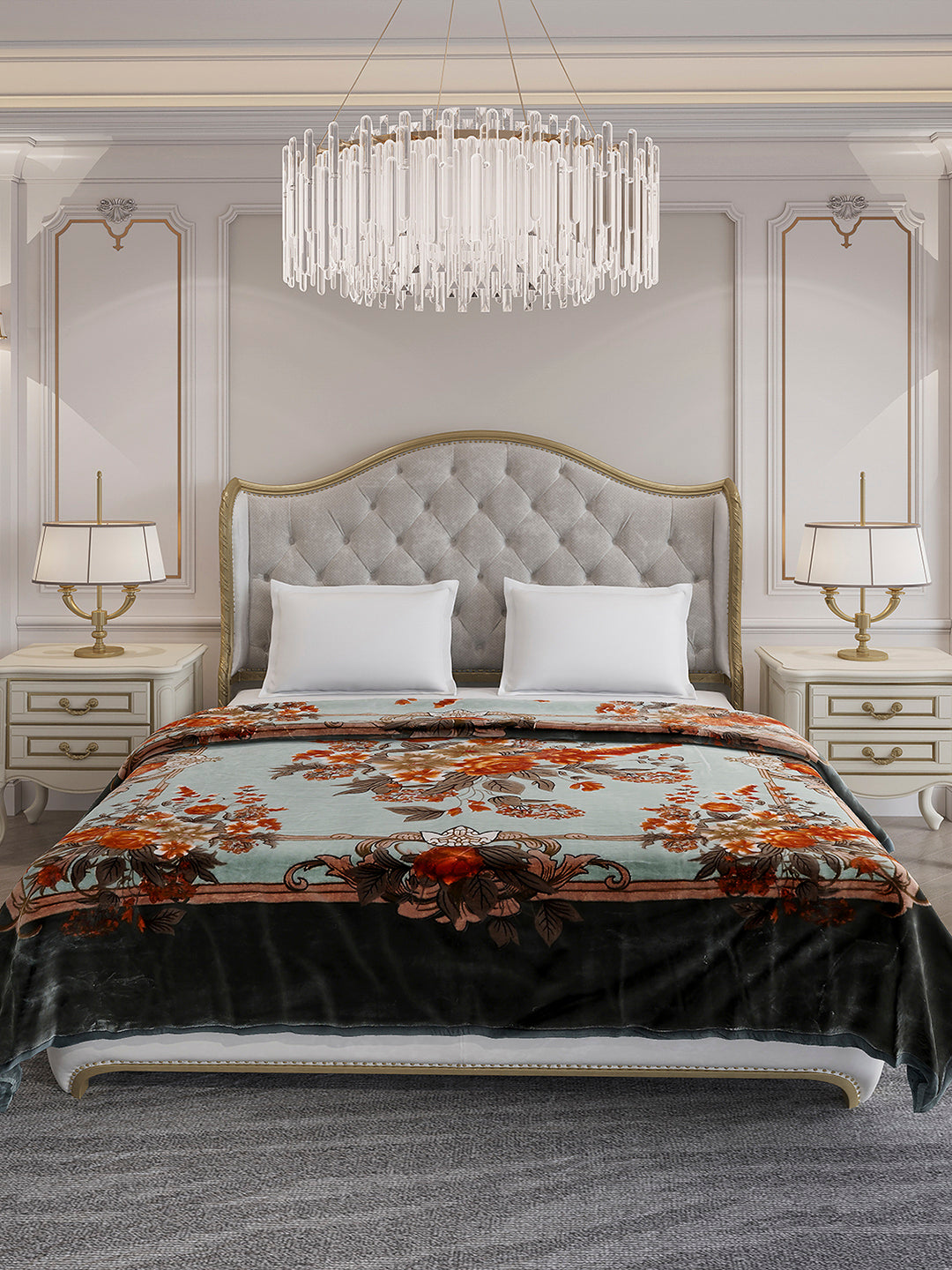 Printed Double Bed 2 Ply, 1042 GSM Blanket for Winter - (Emilia)