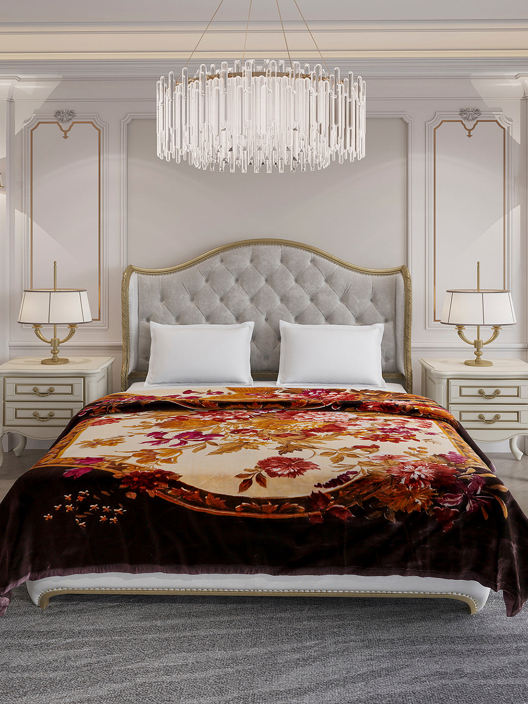 Printed Double Bed 2 Ply, 1042 GSM Blanket for Winter - (Emilia)