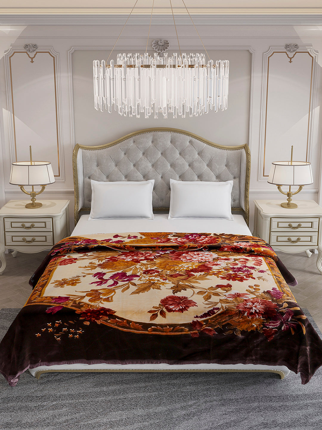 Printed Double Bed 2 Ply, 1042 GSM Blanket for Winter - (Emilia)