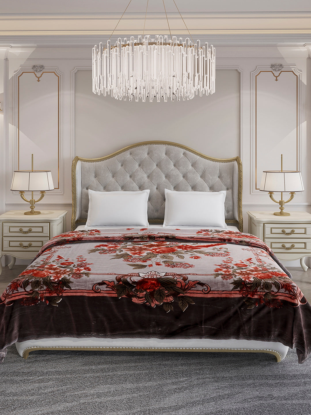 Printed Double Bed 2 Ply, 1042 GSM Blanket for Winter - (Emilia)