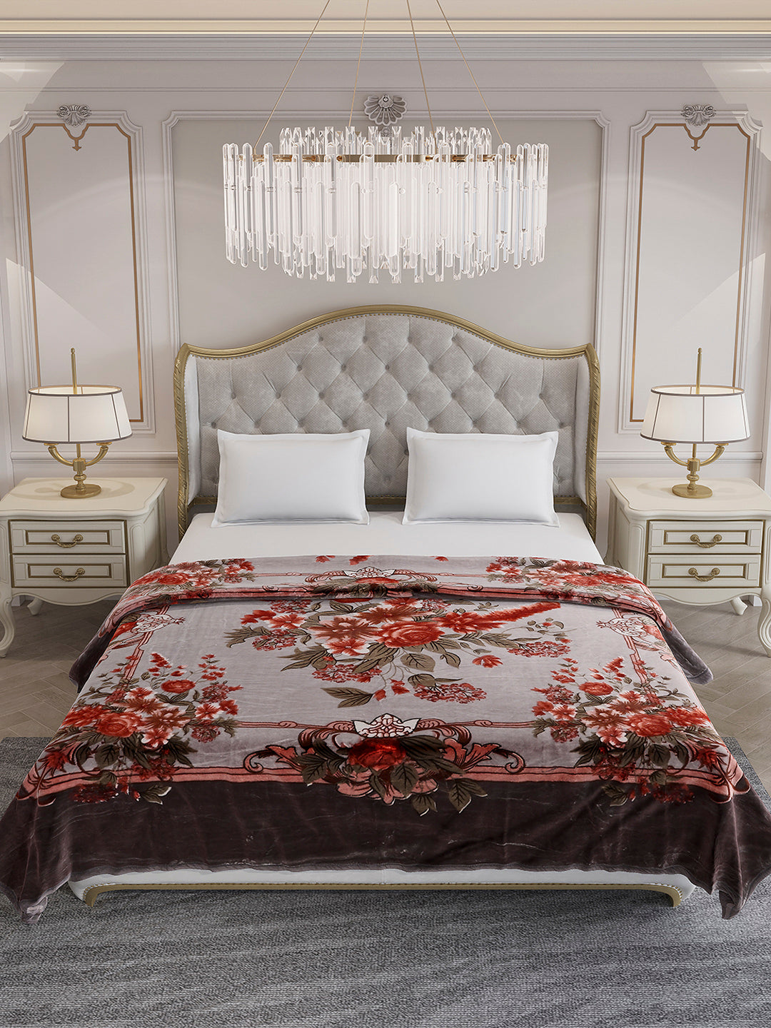Printed Double Bed 2 Ply, 1042 GSM Blanket for Winter - (Emilia)