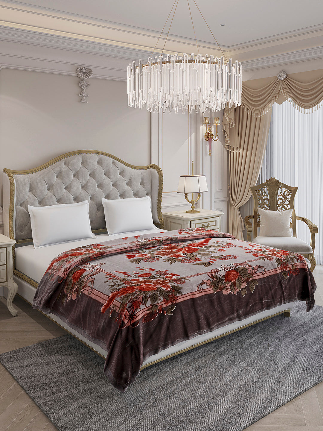 Printed Double Bed 2 Ply, 1042 GSM Blanket for Winter - (Emilia)