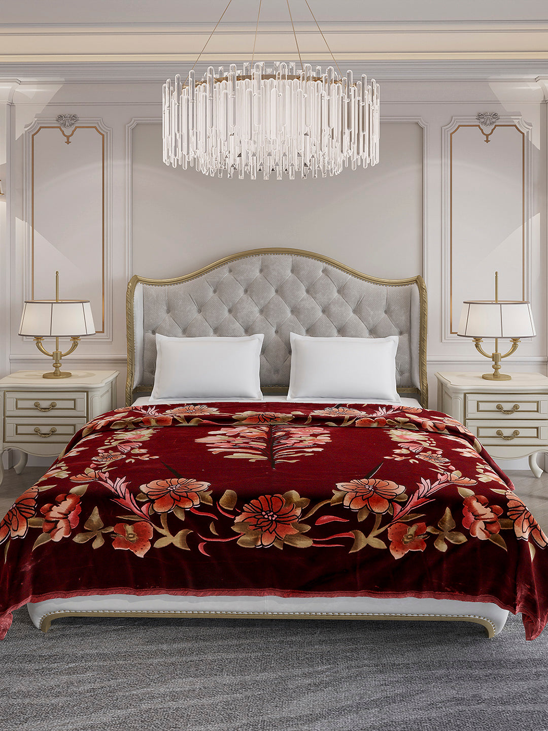Printed Double Bed 2 Ply, 1042 GSM Blanket for Winter - (Emilia)