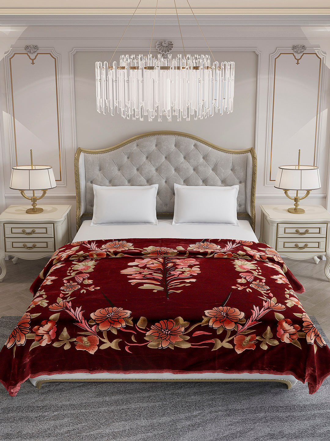 Printed Double Bed 2 Ply, 1042 GSM Blanket for Winter - (Emilia)