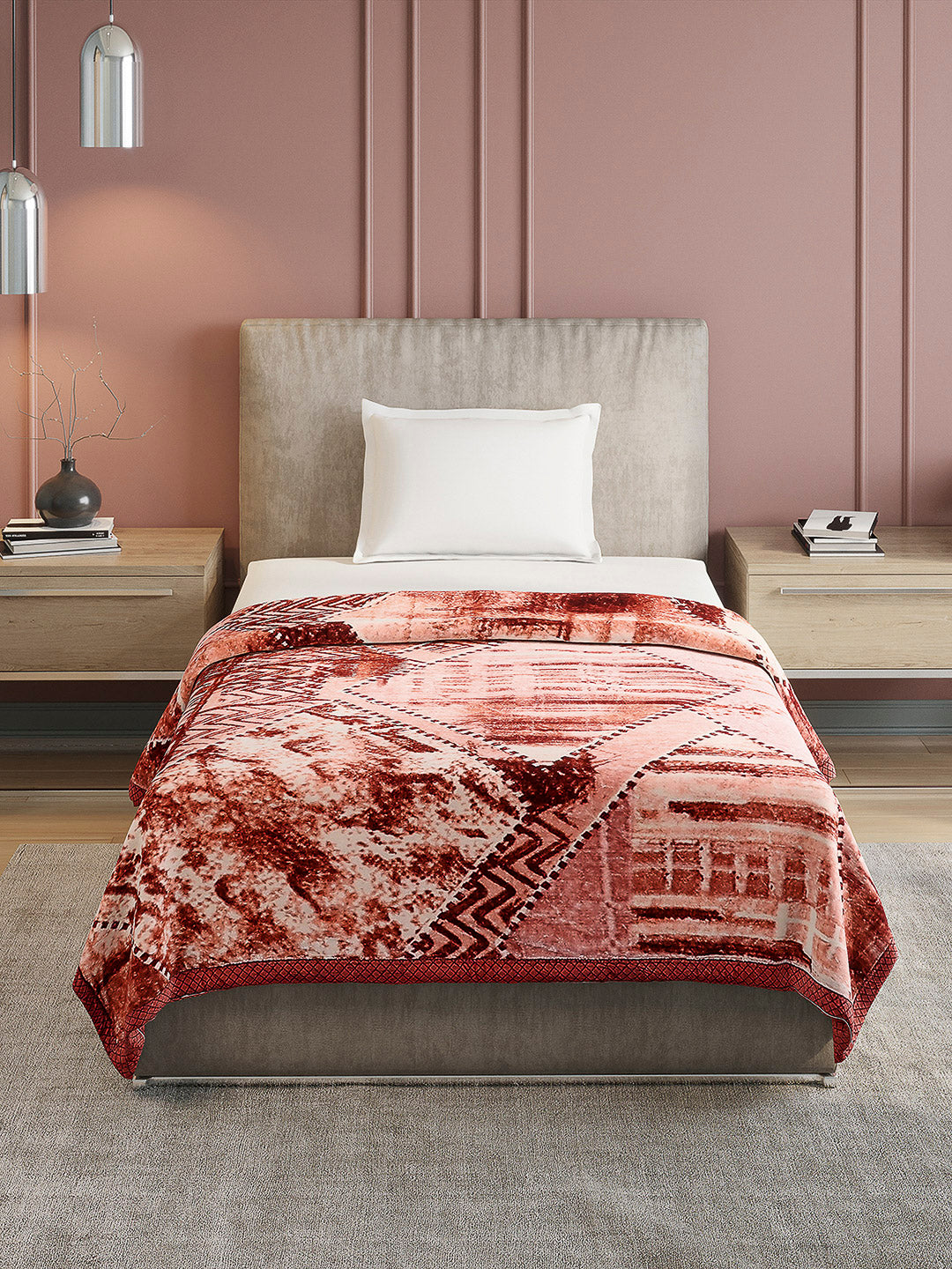 Printed Single Bed Reversible Blanket 2 Ply, 597 GSM, 2.1 kg (Everest)