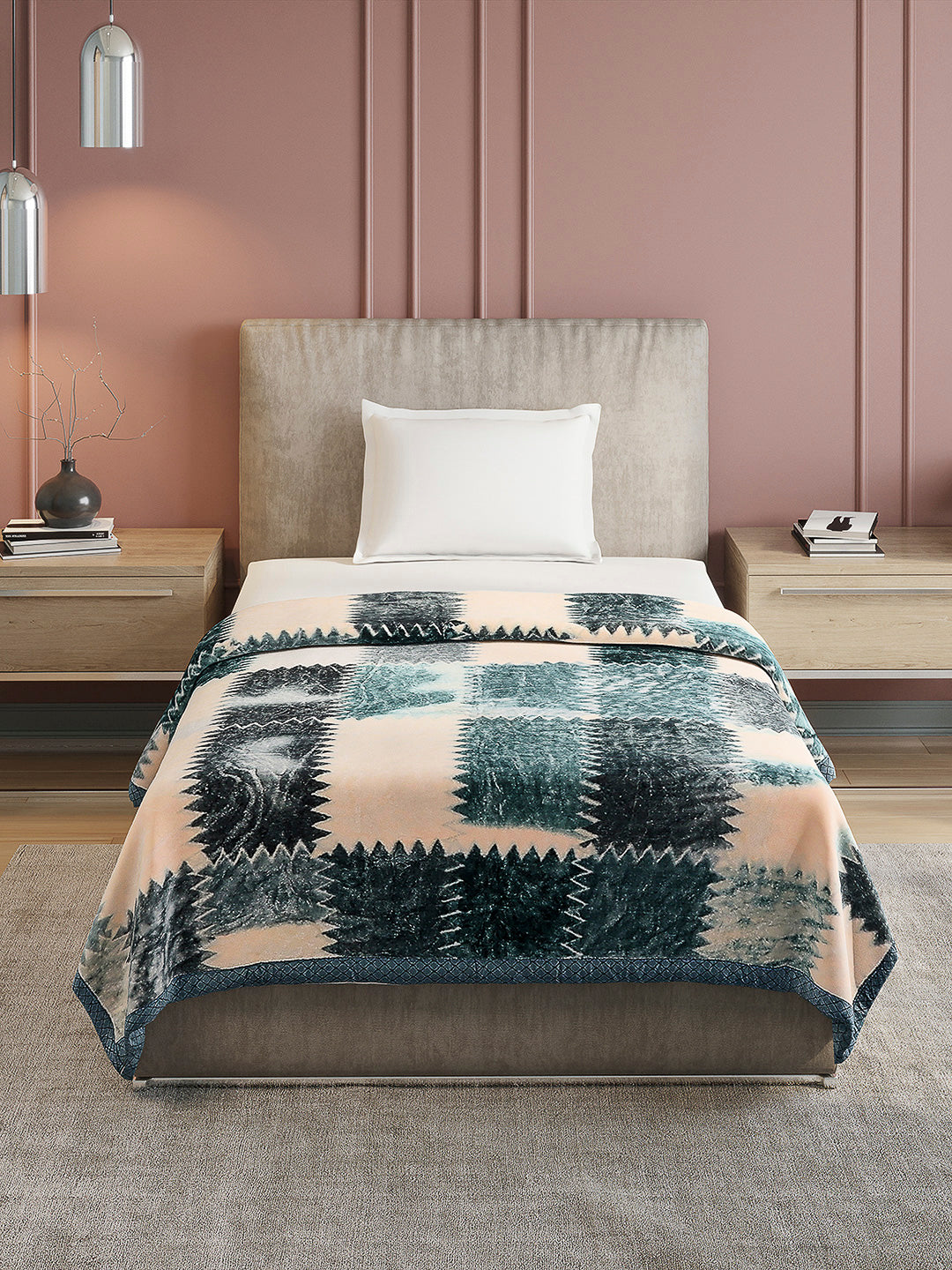 Printed Single Bed Reversible Blanket 2 Ply, 597 GSM, 2.1 kg (Everest)