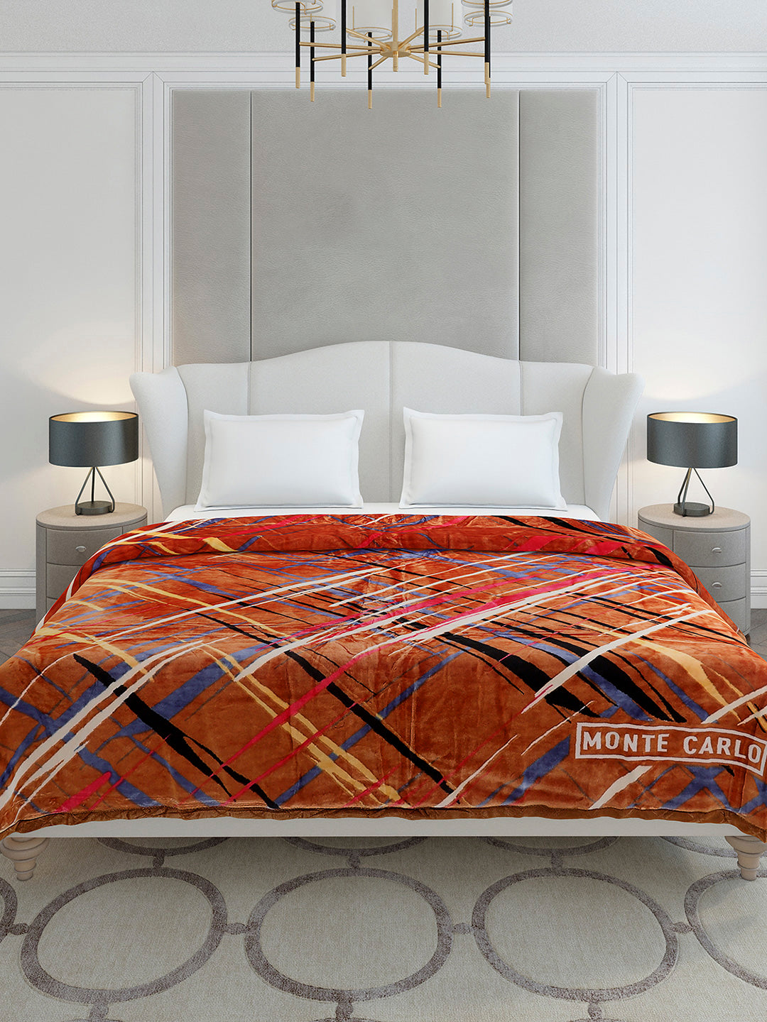 Printed Double Bed 3 Ply, 720 GSM Blanket for Heavy Winter - (Gala Glow)