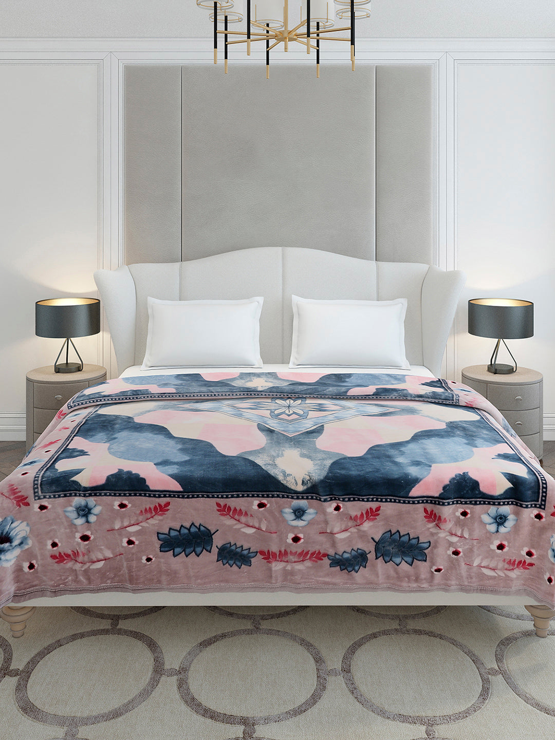 Printed Double Bed 3, 890 GSM Ply Blanket for Heavy Winter - (Gulnar)
