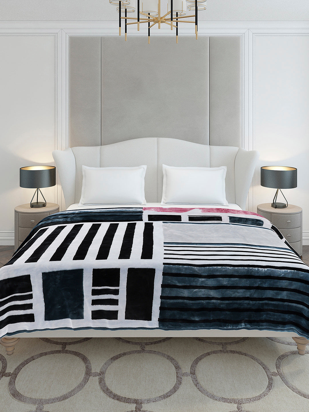 Printed Double Bed 3, 890 GSM Ply Blanket for Heavy Winter - (Gulnar)
