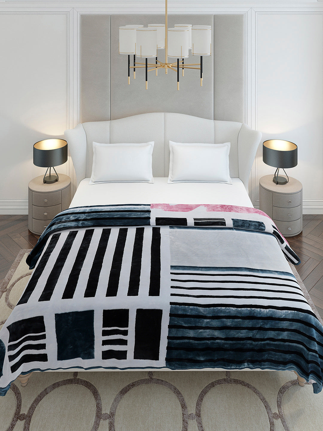 Printed Double Bed 3, 890 GSM Ply Blanket for Heavy Winter - (Gulnar)