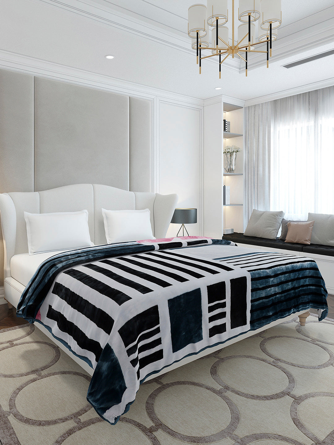 Printed Double Bed 3, 890 GSM Ply Blanket for Heavy Winter - (Gulnar)