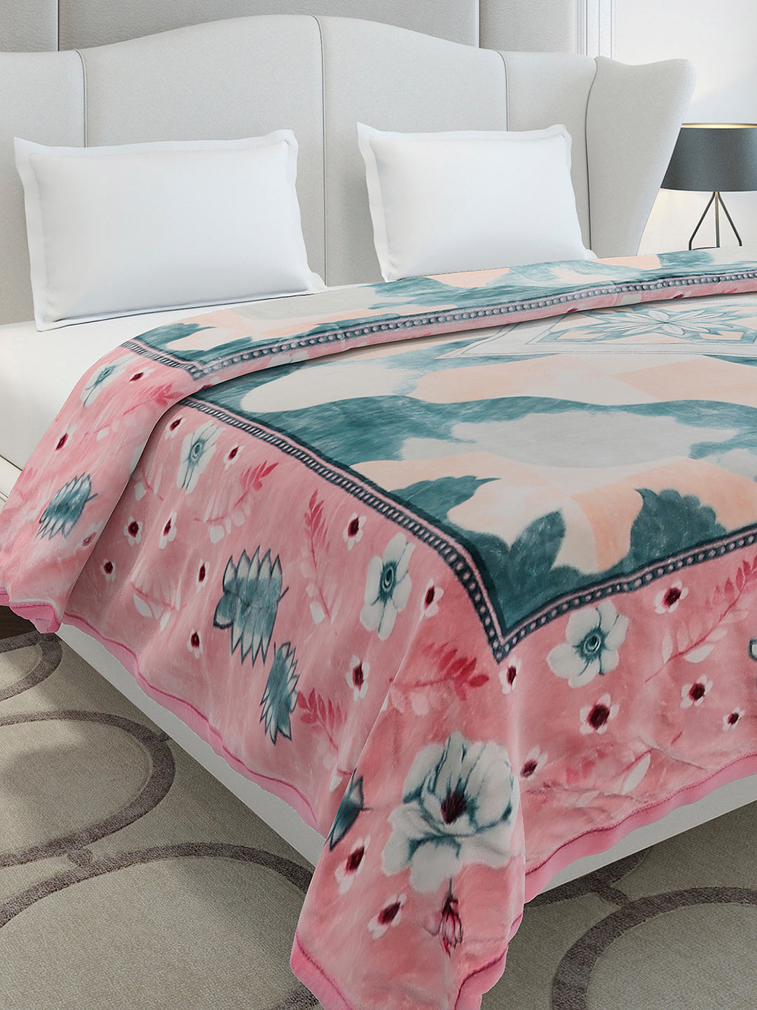 Printed Double Bed 3, 890 GSM Ply Blanket for Heavy Winter - (Gulnar)