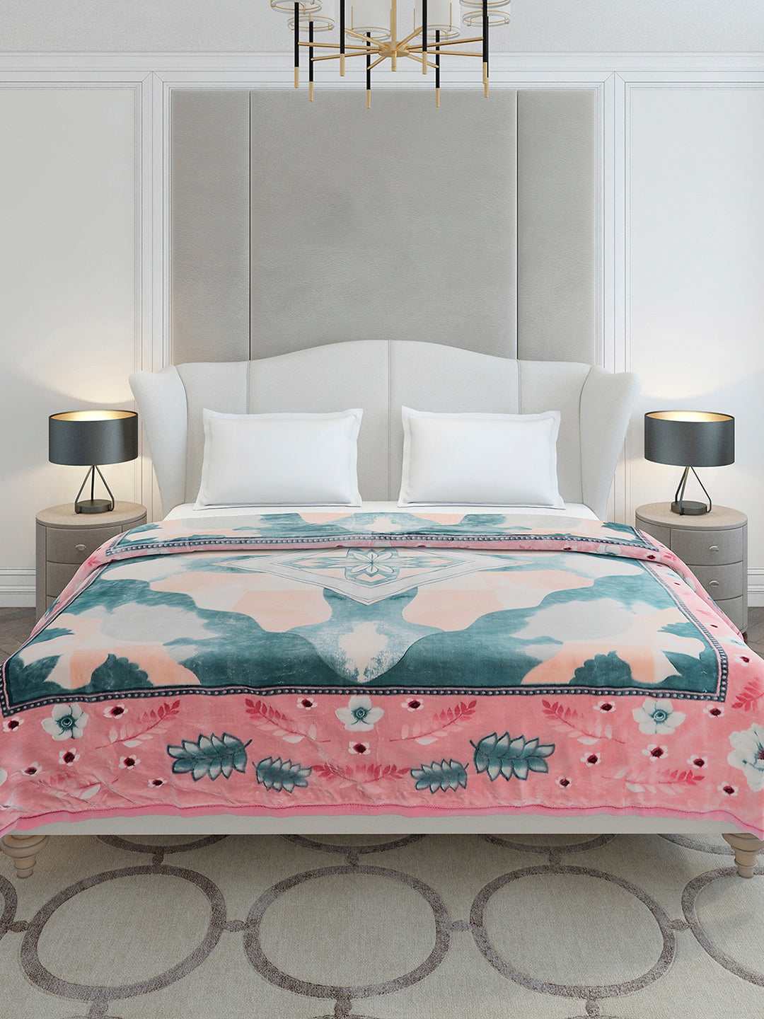 Printed Double Bed 3, 890 GSM Ply Blanket for Heavy Winter - (Gulnar)
