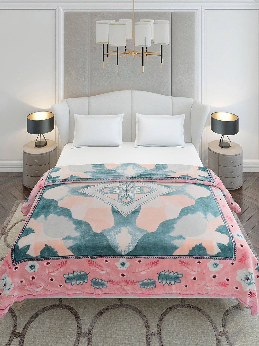 Printed Double Bed 3, 890 GSM Ply Blanket for Heavy Winter - (Gulnar)