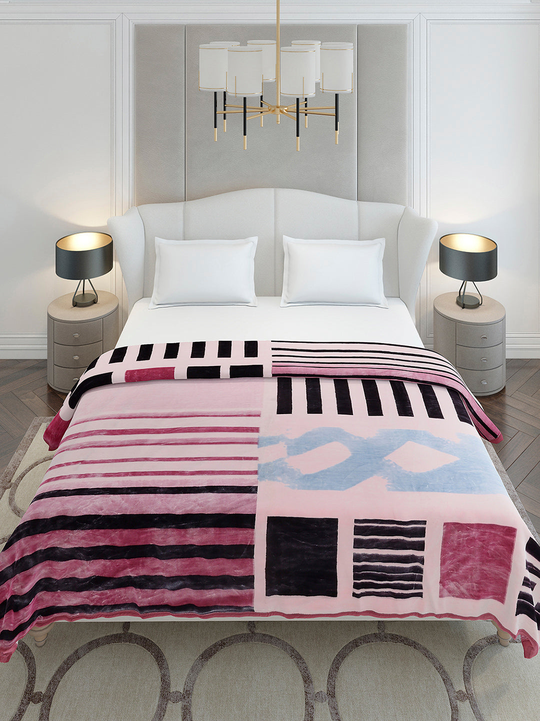 Printed Double Bed 3, 890 GSM Ply Blanket for Heavy Winter - (Gulnar)