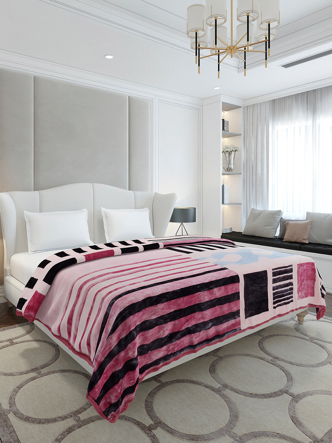 Printed Double Bed 3, 890 GSM Ply Blanket for Heavy Winter - (Gulnar)