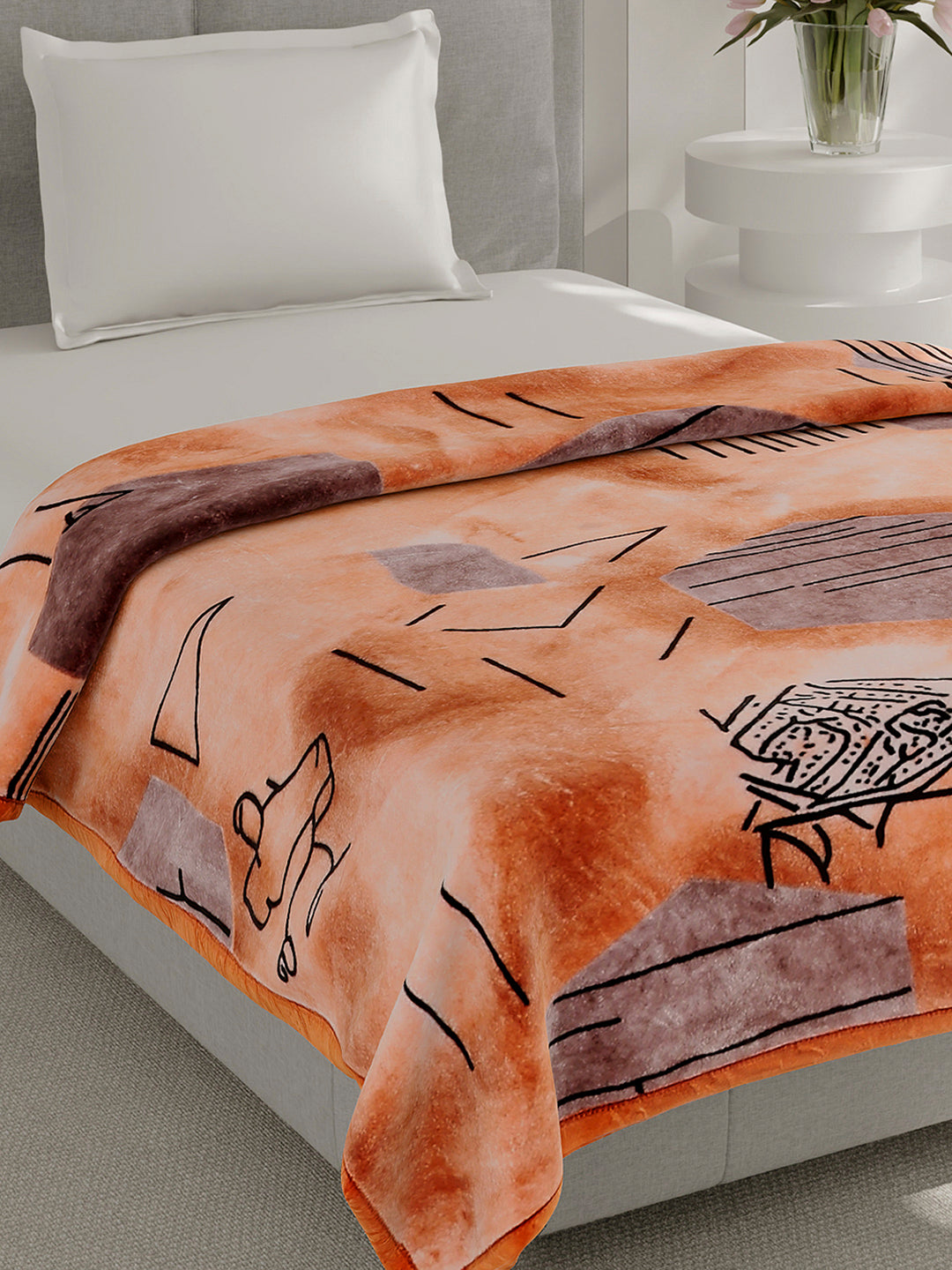 Printed Single Bed 1 Ply, 625 GSM Mink Blanket for Mild Winter - (Impact Pvc)