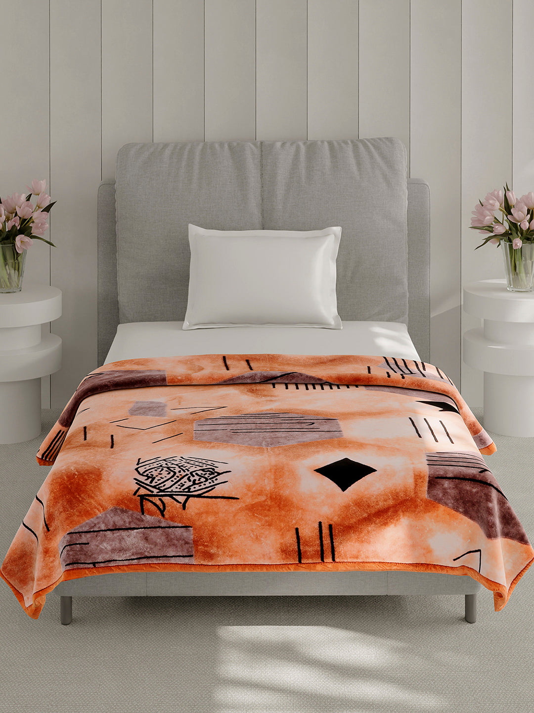Printed Single Bed 1 Ply, 625 GSM Mink Blanket for Mild Winter - (Impact Pvc)