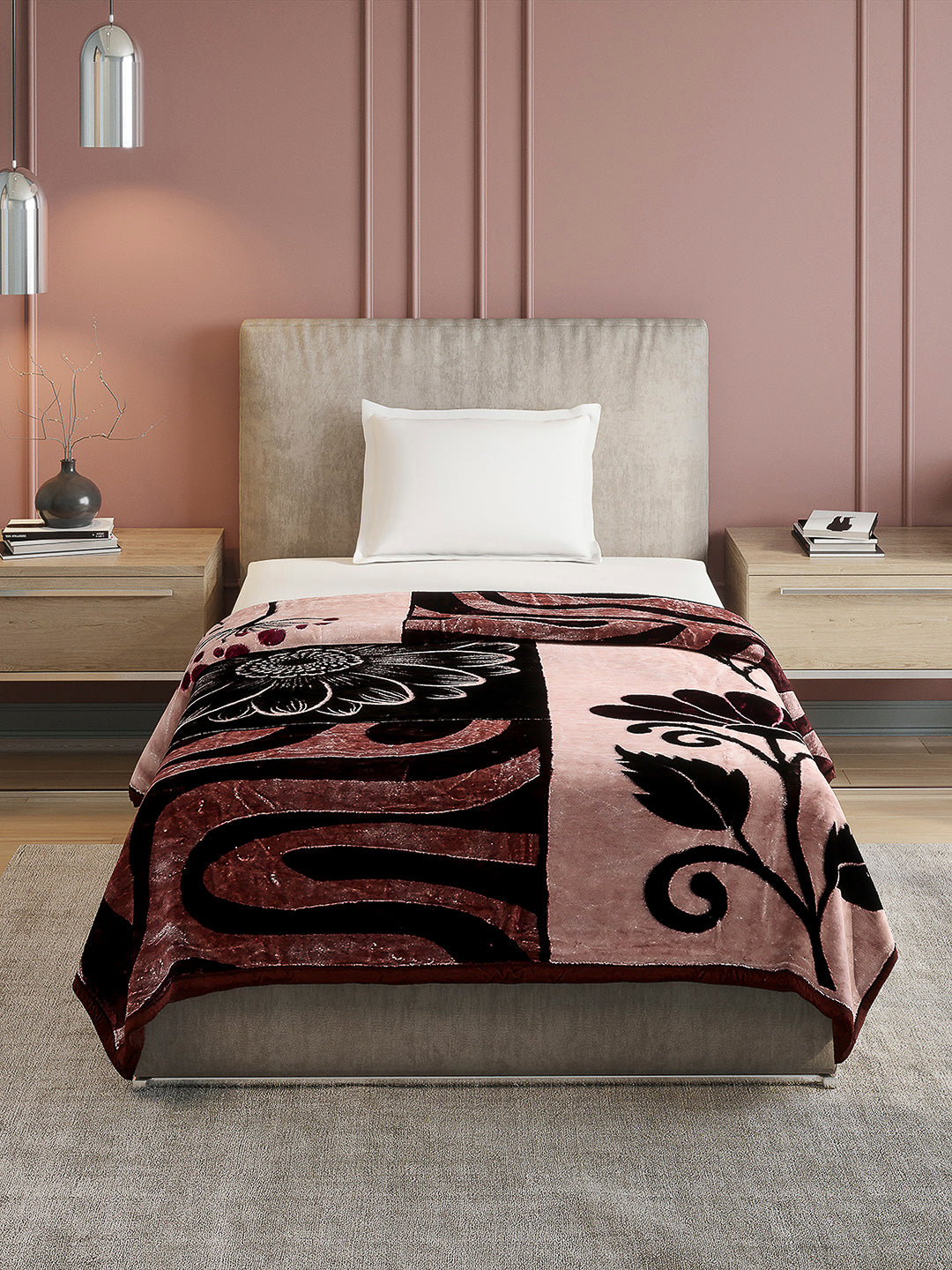 Printed Single Bed Reversible Blanket 2 Ply, 895 GSM, 3.15 kg (Lavish)