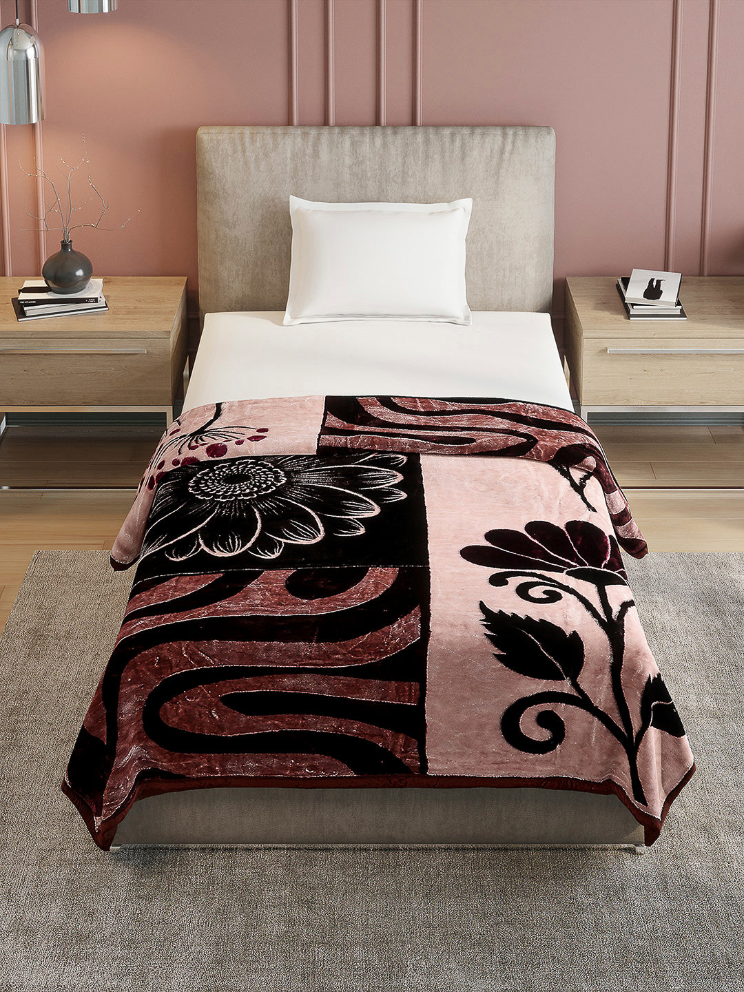 Printed Single Bed Reversible Blanket 2 Ply, 895 GSM, 3.15 kg (Lavish)
