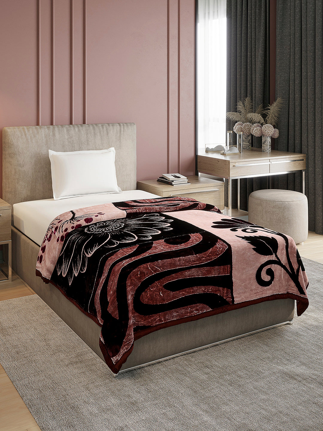 Printed Single Bed Reversible Blanket 2 Ply, 895 GSM, 3.15 kg (Lavish)