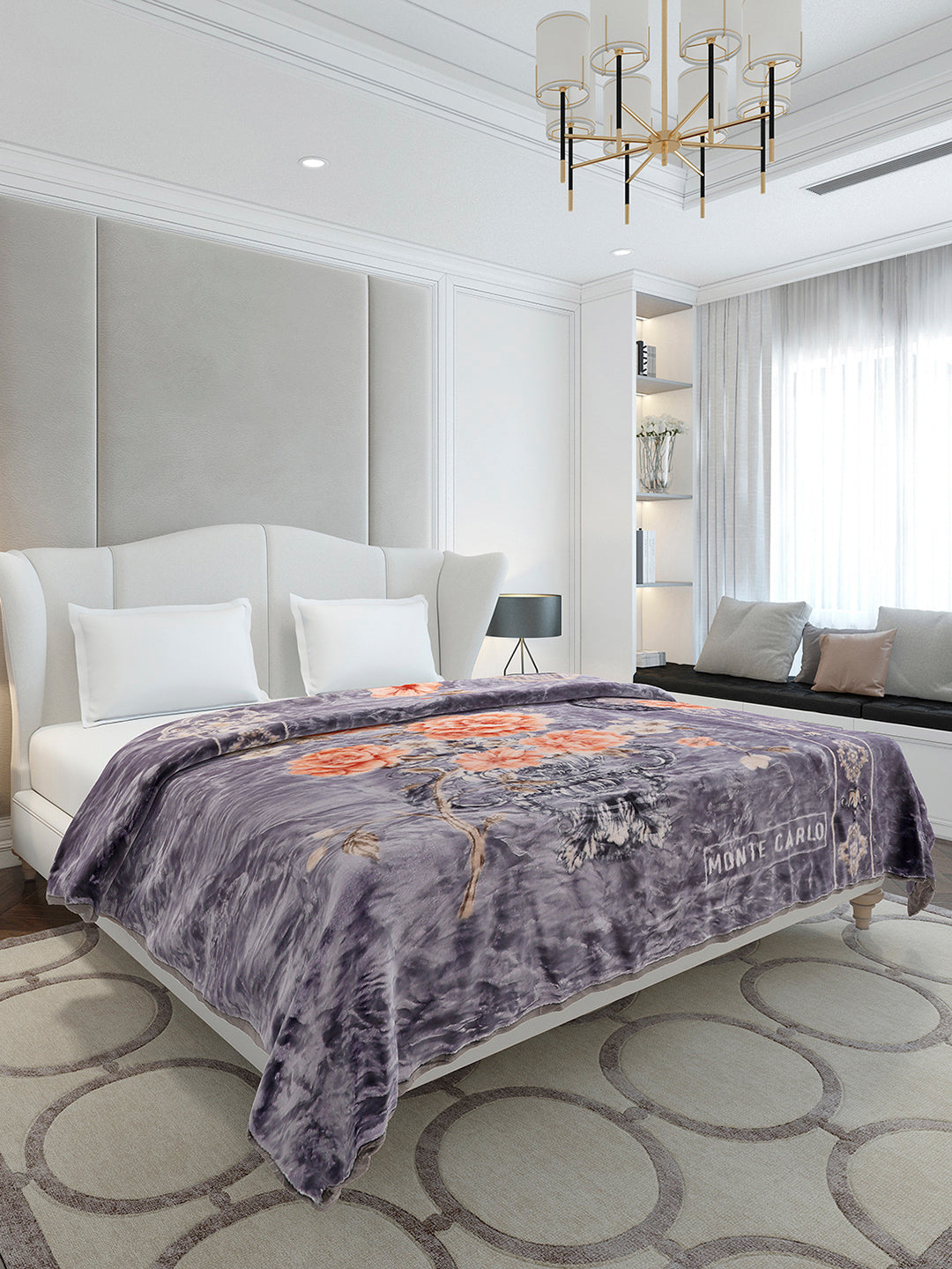 Printed Double Bed 2 Ply, 852 GSM Blanket for Heavy Winter - (Marshal)