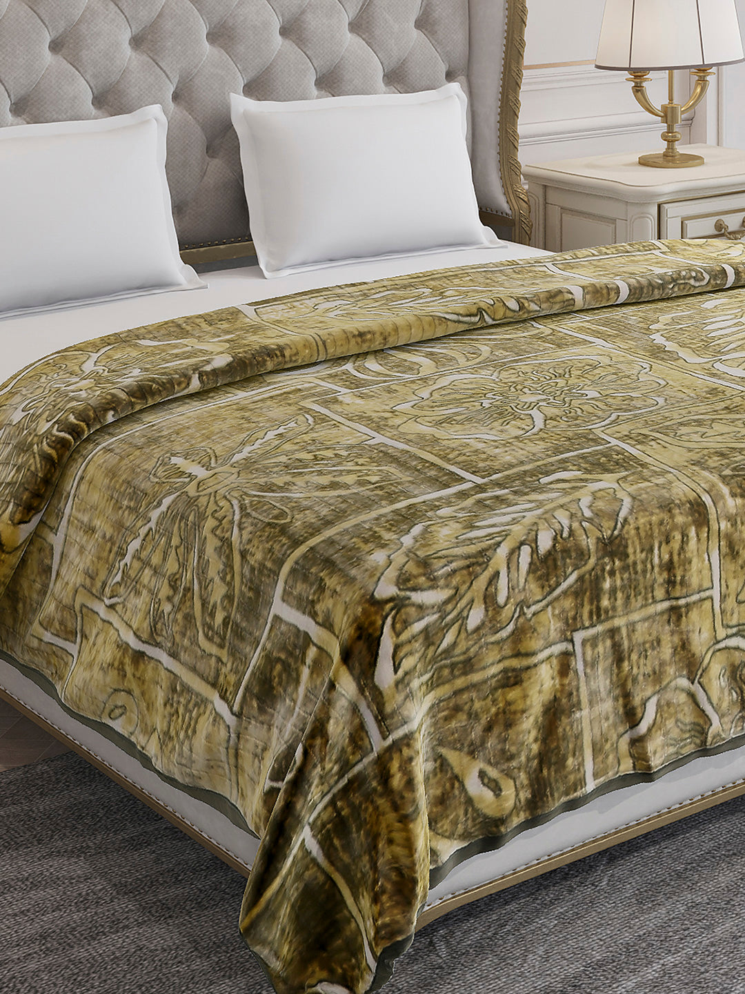 Printed Double Bed 3 Ply, 928 GSM Blanket for Winter - (Marvin PVC)