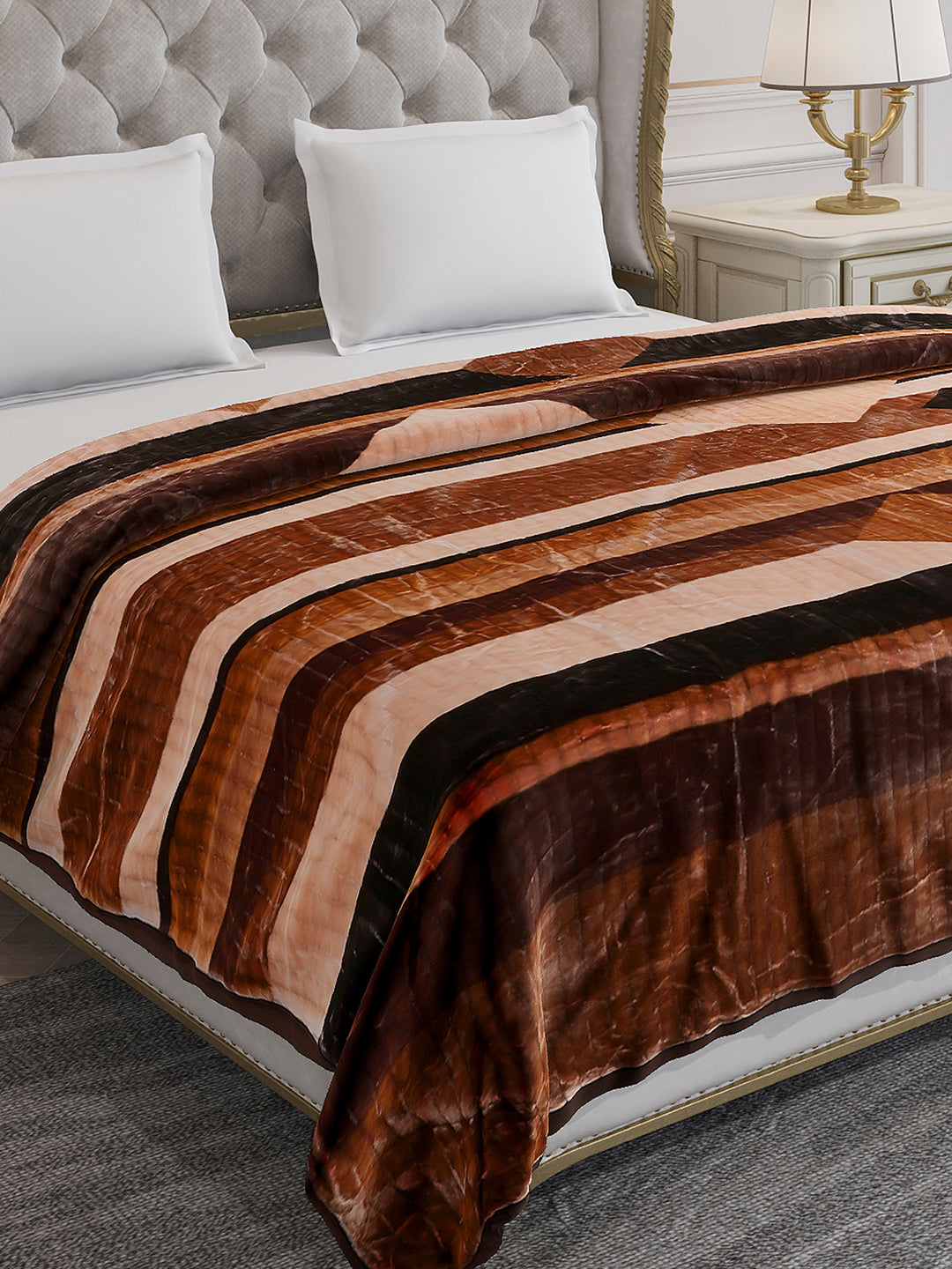 Printed Double Bed 3 Ply, 928 GSM Blanket for Winter - (Marvin PVC)