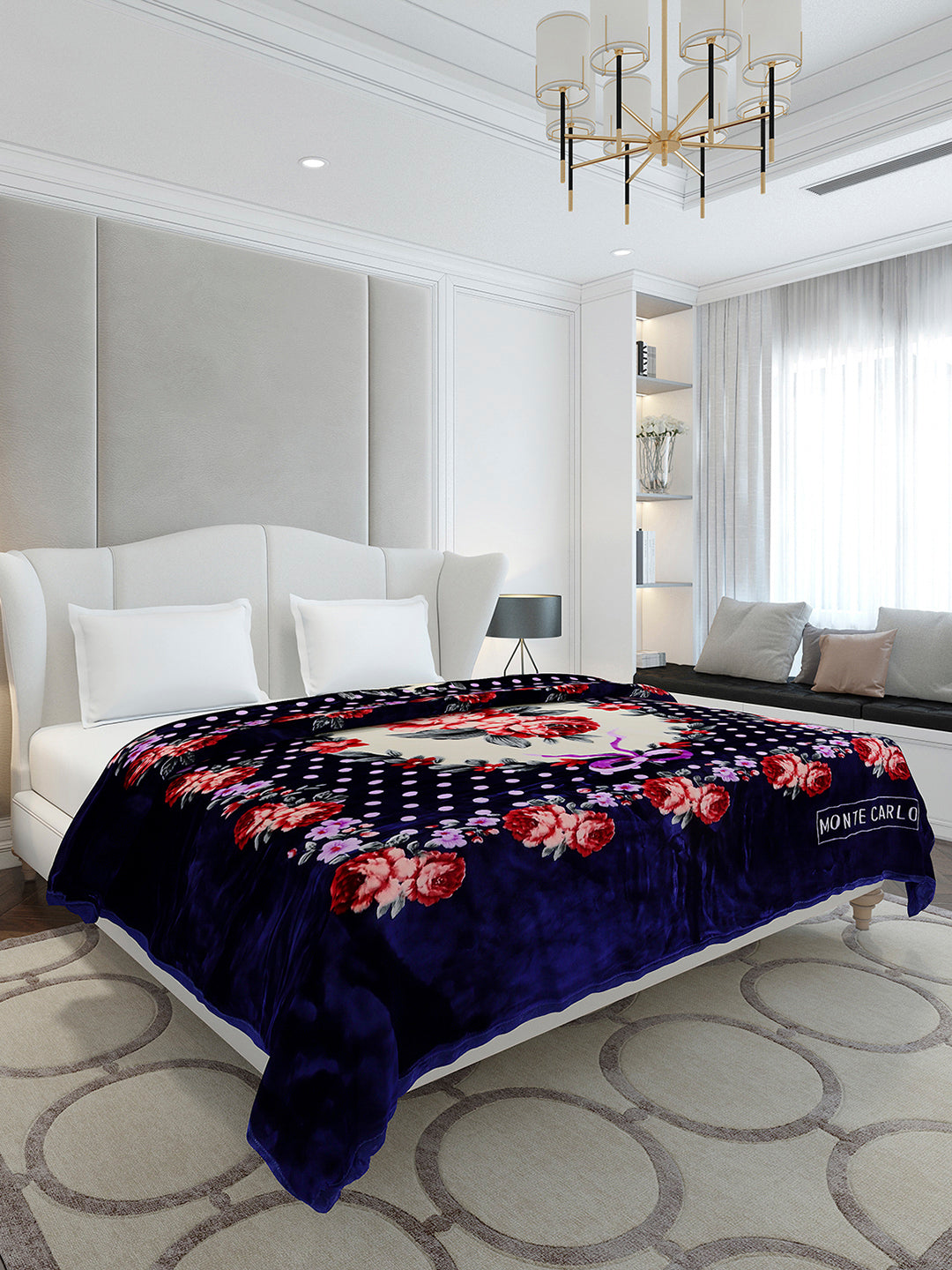 Printed Double Bed 2 Ply, 1136 GSM Blanket for Heavy Winter - (Monarch)