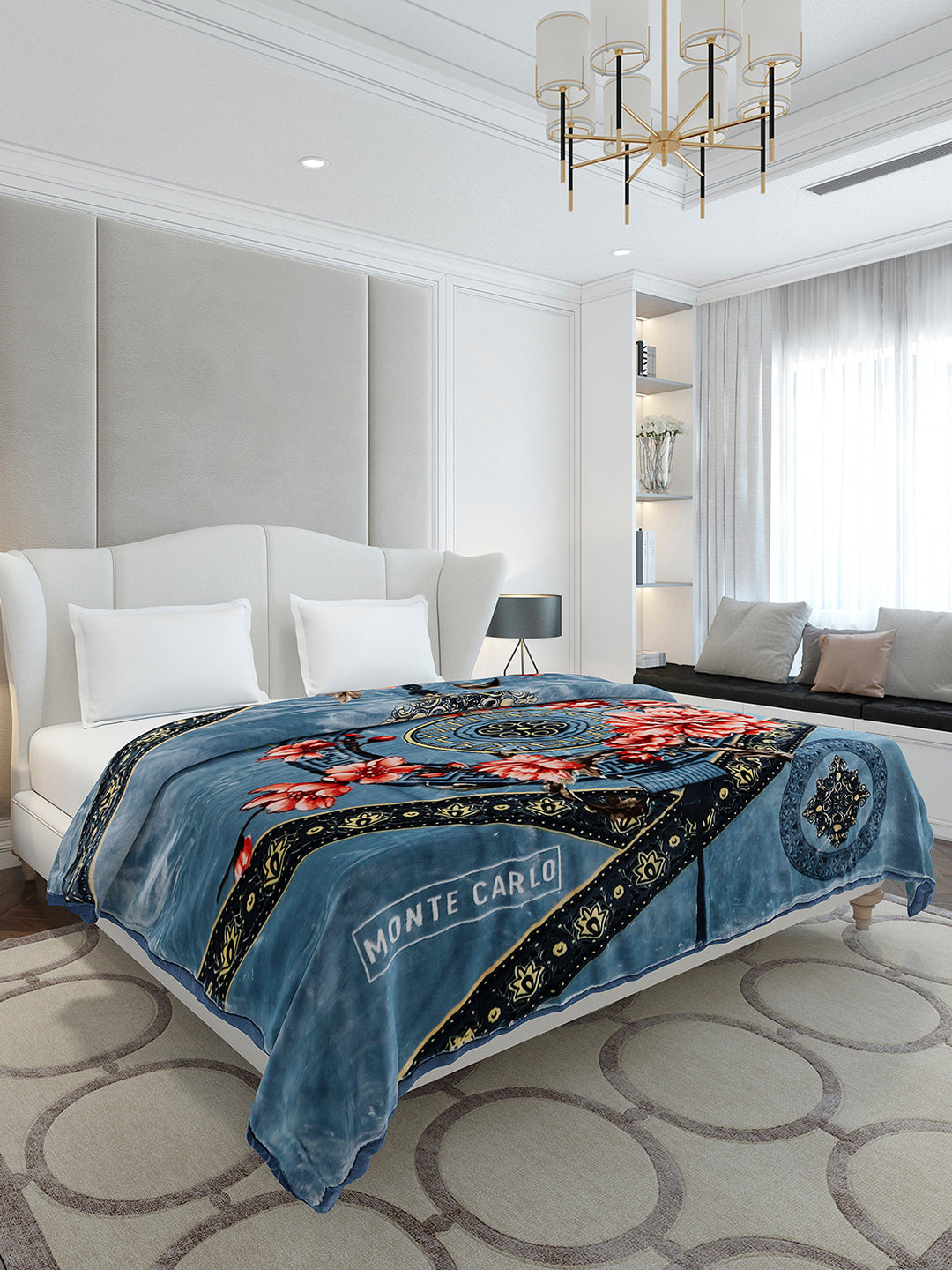 Printed Double Bed 2 Ply, 1136 GSM Blanket for Heavy Winter - (Monarch)