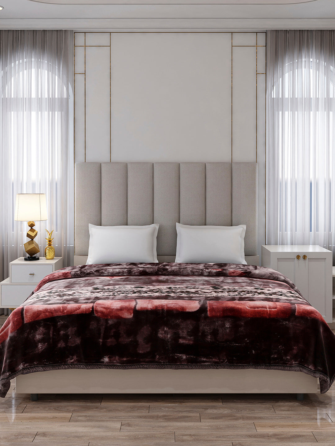 Printed Double Bed 2 Ply, 871 GSM Blanket for Heavy Winter - (Moon Valley Box)