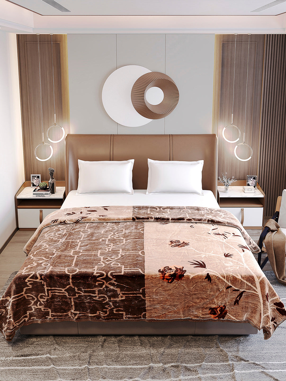 Printed Double Bed Reversible Blanket 2 Ply, 872 GSM, 4.6 kg (Moonvalley)