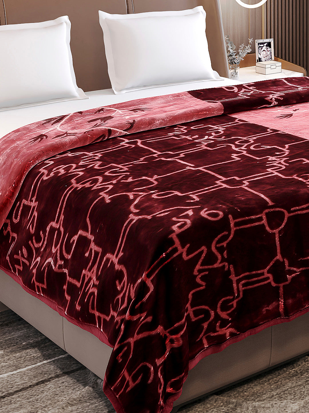 Printed Double Bed Reversible Blanket 2 Ply, 872 GSM, 4.6 kg (Moonvalley)