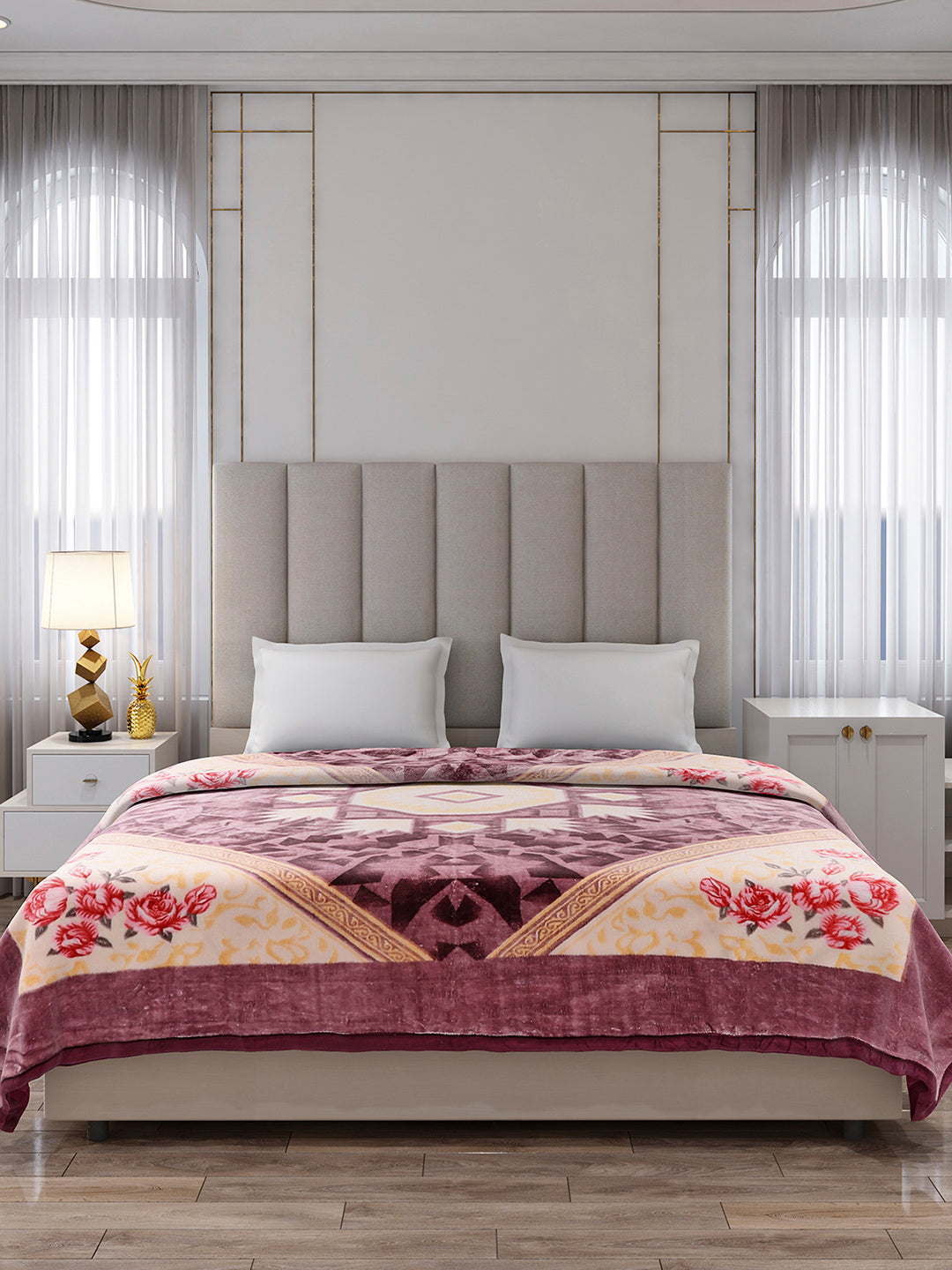 Printed Double Bed 1 Ply Blanket for Mild Winter - (Regal)