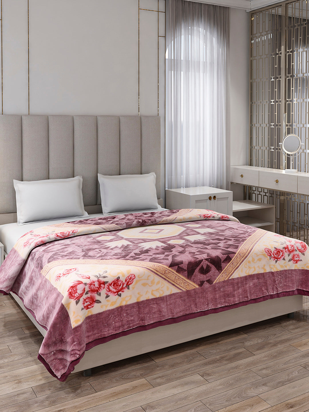 Printed Double Bed 1 Ply Blanket for Mild Winter - (Regal)