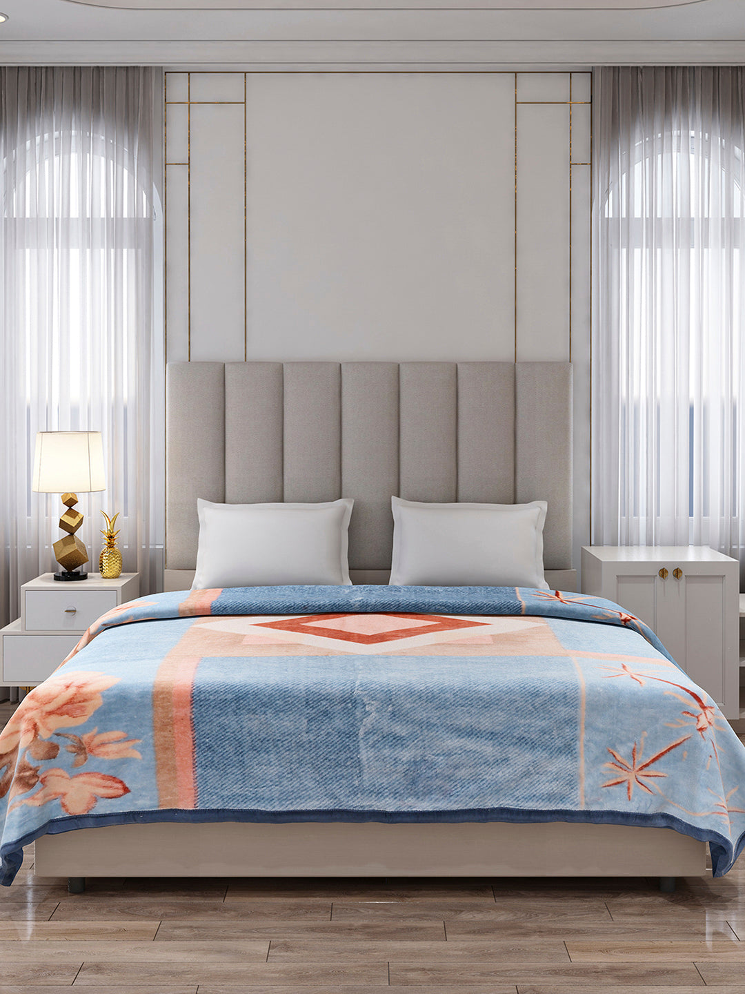 Printed Double Bed 1 Ply Blanket for Mild Winter - (Regal)