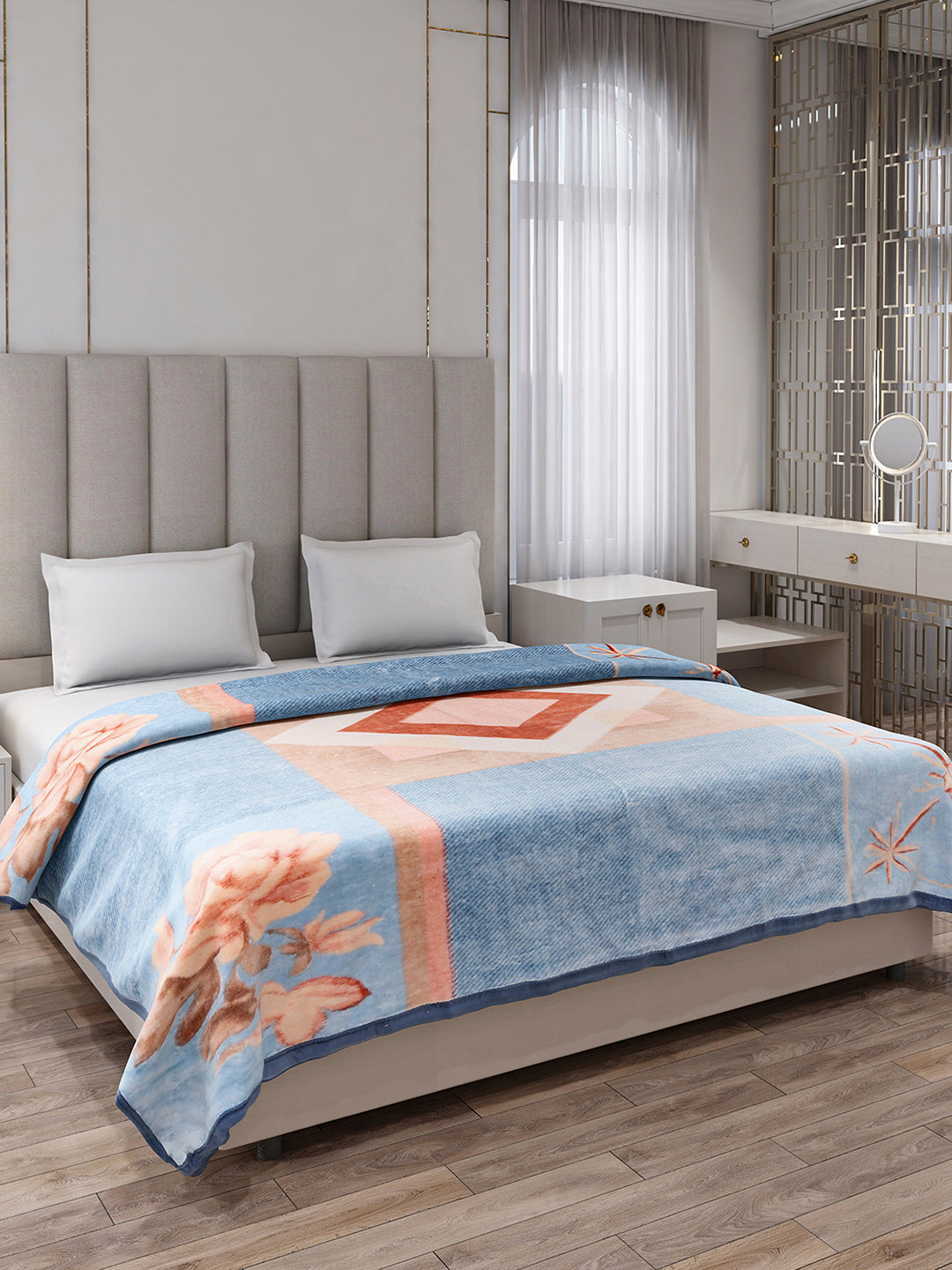 Printed Double Bed 1 Ply Blanket for Mild Winter - (Regal)