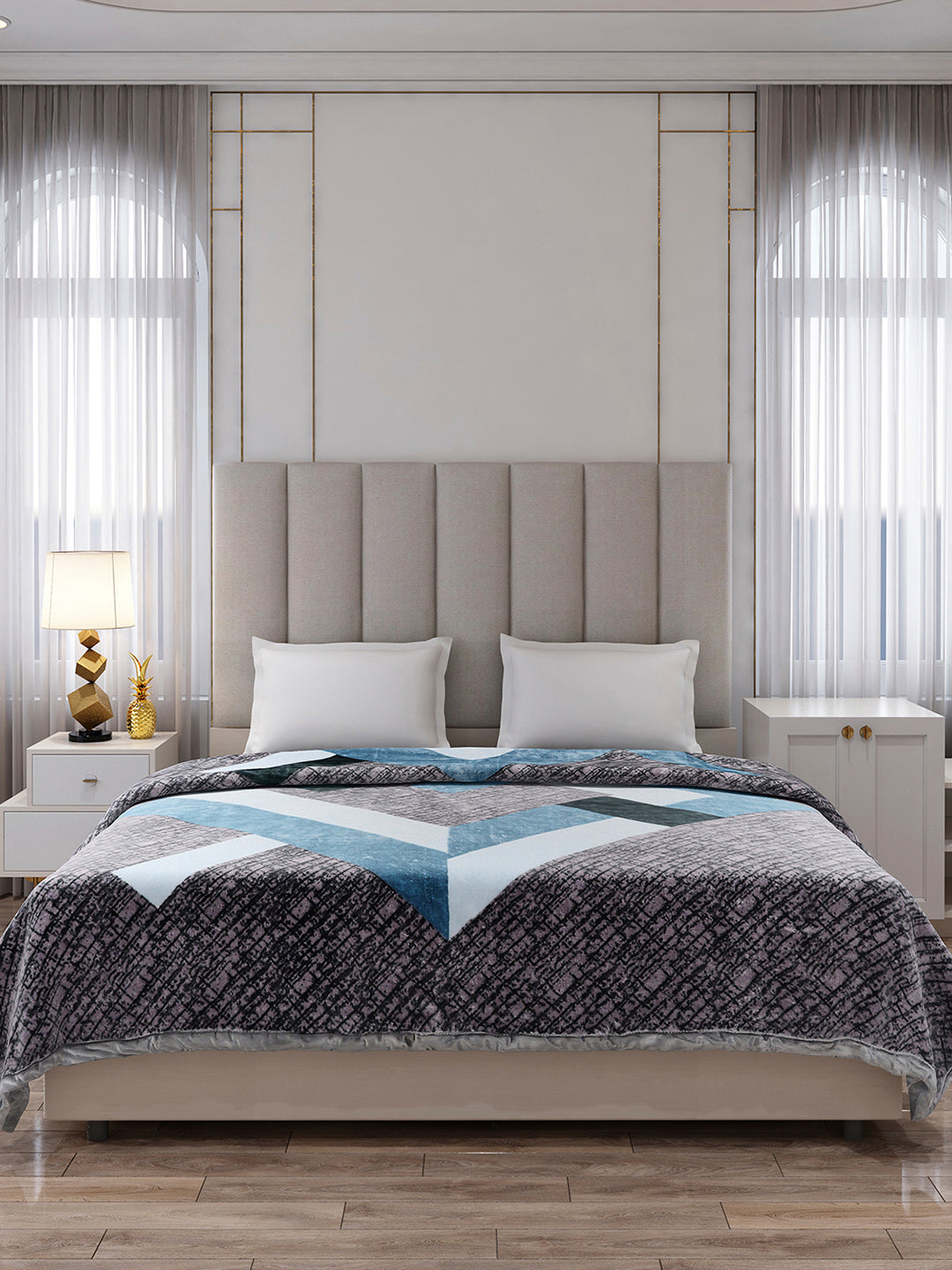 Printed Double Bed 1 Ply Blanket for Mild Winter - (Regal)