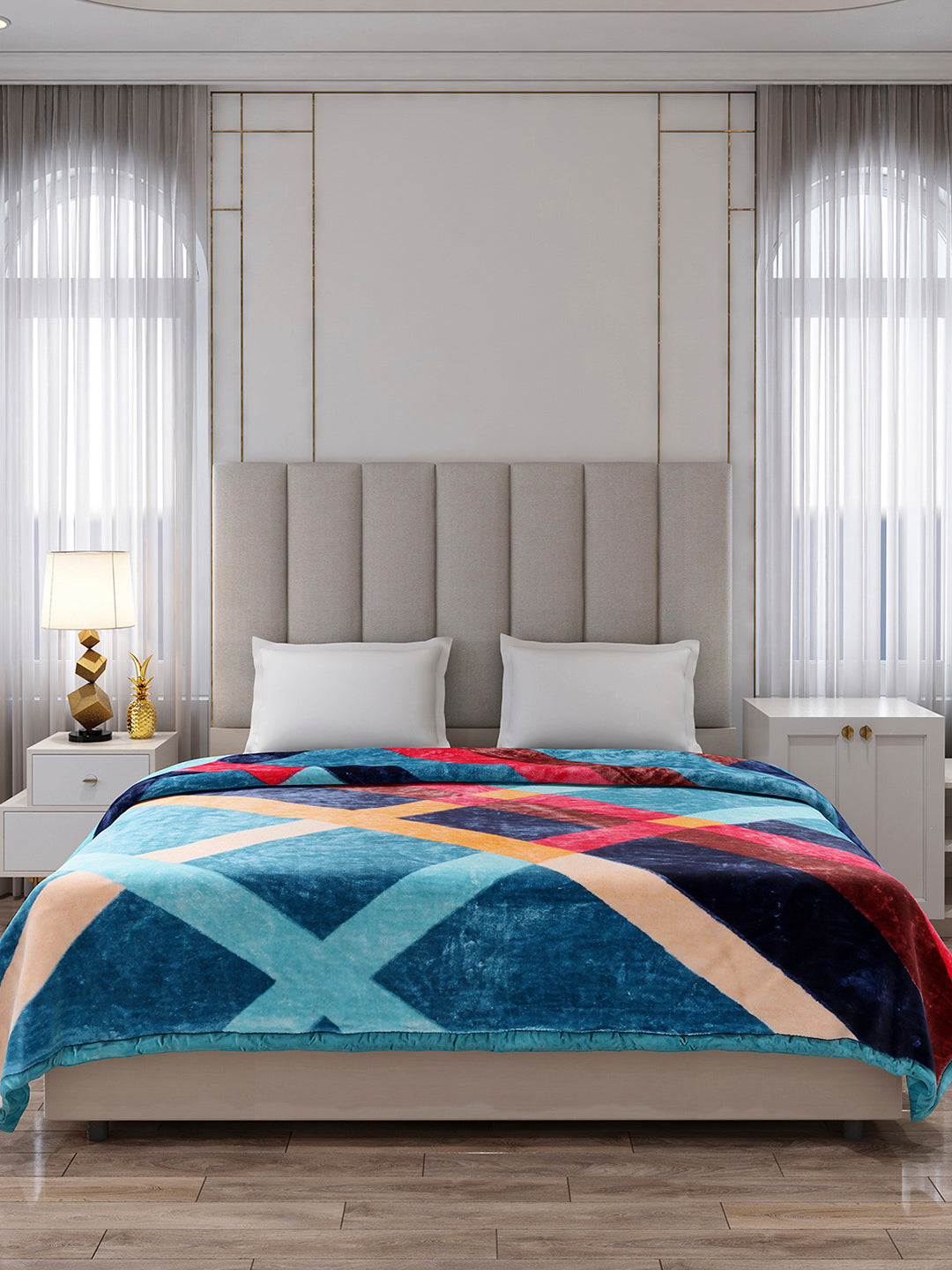 Printed Double Bed 1 Ply Blanket for Mild Winter - (Regal)
