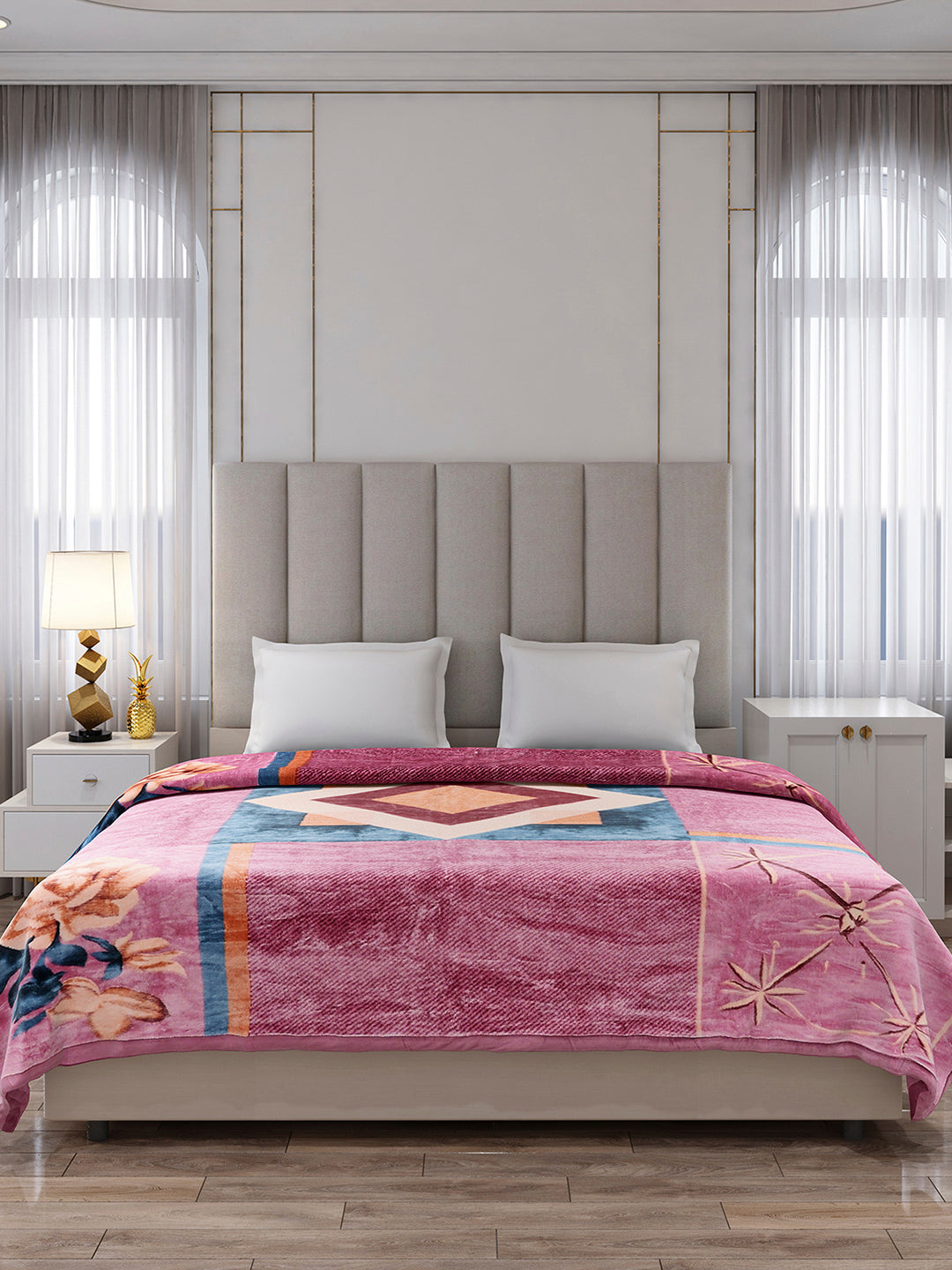 Printed Double Bed 1 Ply Blanket for Mild Winter - (Regal)
