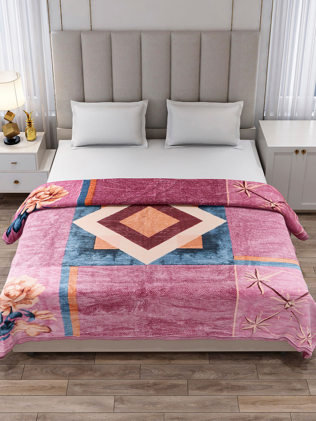 Printed Double Bed 1 Ply Blanket for Mild Winter - (Regal)